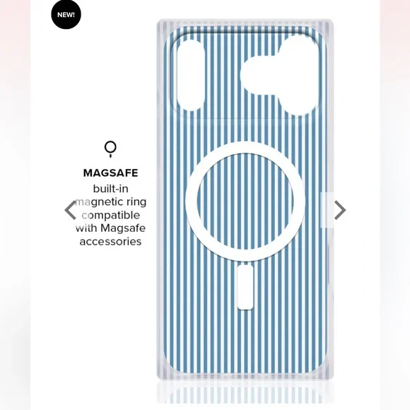 BRAND NEW. Flaunt iPhone 17 pro max MagSafe square case. Blue & white stripes. - Picture 6 of 10
